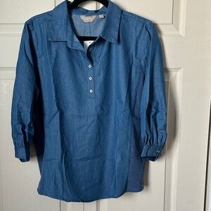 Coral Bay Denim Style Blue Shirt Size Large NWT